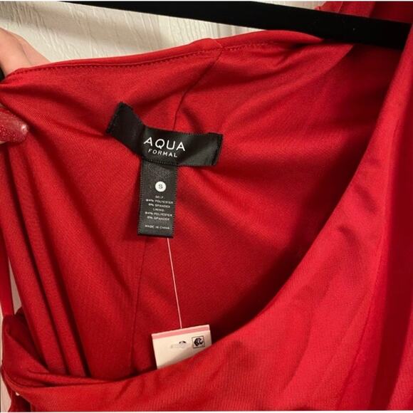 AQUA Formal One Shoulder Ruched Mini Dress Size S Red Cocktail Holiday Valentine - Picture 5 of 8